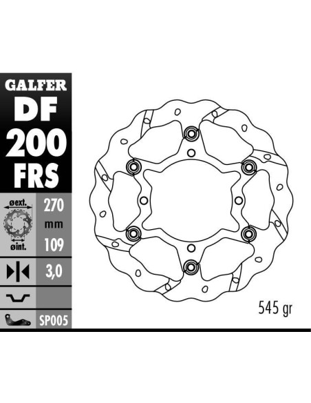 Disque de frein GALFER wave flottant oversize TSUNAMI 270x3mm - KAWASAKI KX