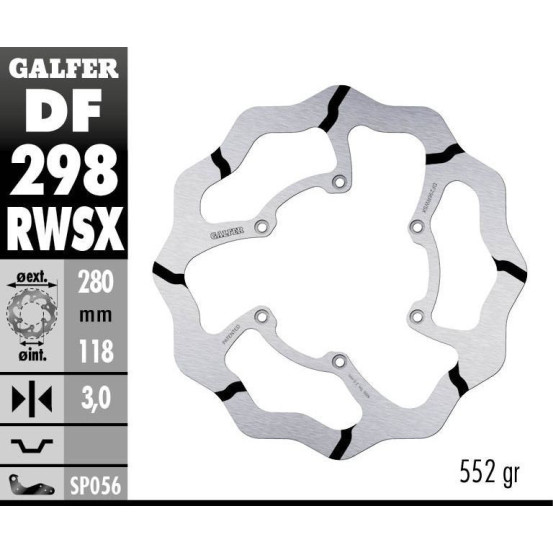 Disque de frein avant GALFER wave fixe GROOVE oversize 280mm - YAMAHA YZ F 2016-