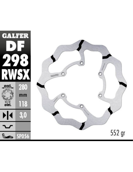 Disque de frein avant GALFER wave fixe GROOVE oversize 280mm - YAMAHA YZ F 2016-