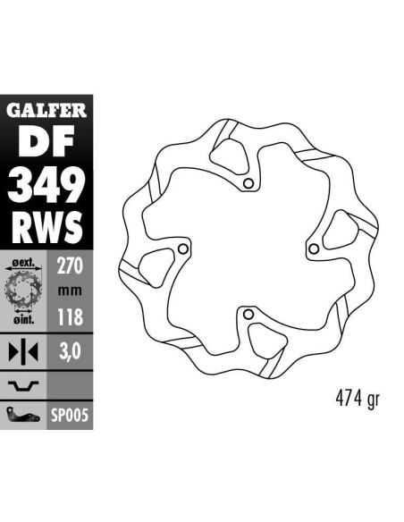 Disque de frein avant GALFER wave fixe oversize TSUNAMI 270mm - SUZUKI RM Z