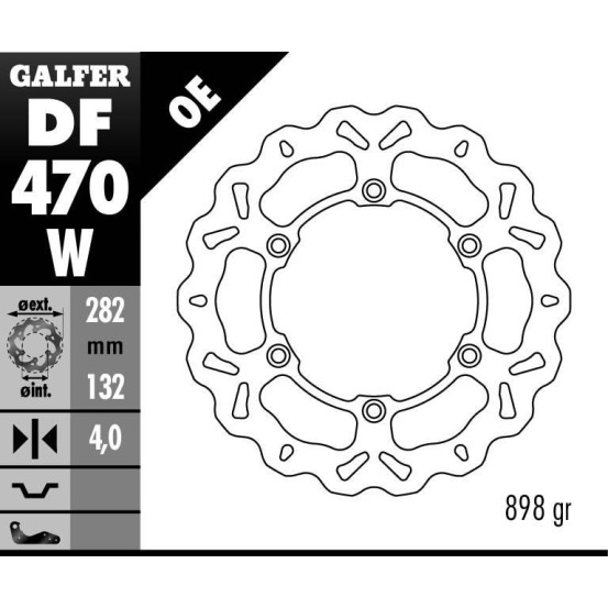 Disque de frein GALFER fixe wave 282x4mm - YAMAHA XTZ TENERE 660