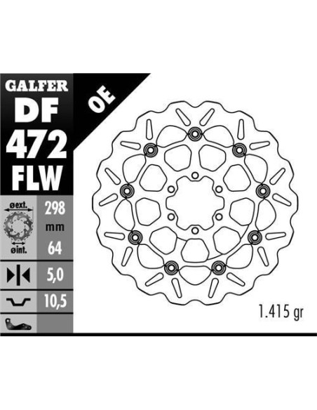 Disque de frein GALFER wave flottant 298x5mm - INDIAN & VICTORY