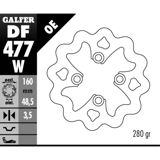 Disque de frein GALFER fixe wave 160x3,5mm - YAMAHA QUAD YFM