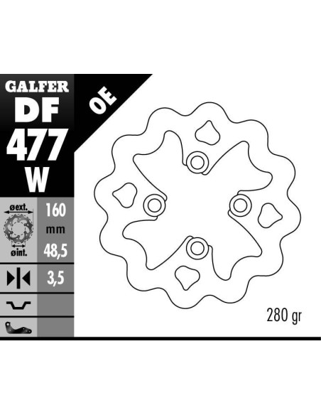 Disque de frein GALFER fixe wave 160x3,5mm - YAMAHA QUAD YFM