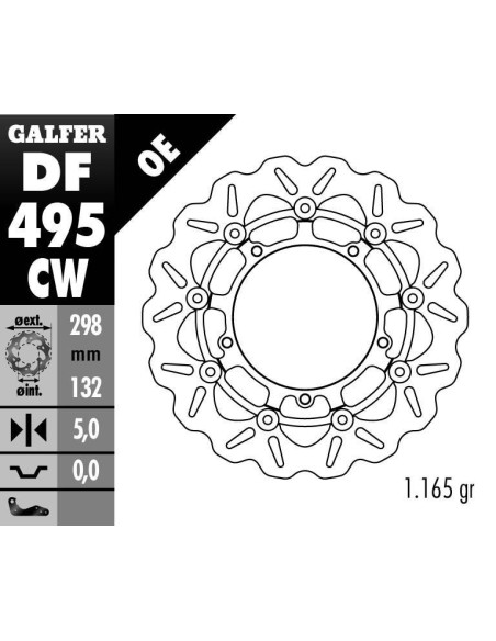 Disque de frein GALFER wave flottant route 300x5mm - YAMAHA R6 (03)