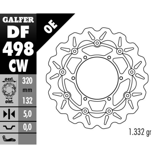 Disque de frein GALFER wave flottant route 320x5mm - YAMAHA YZF R7 00