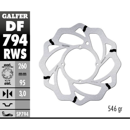 Disque de frein avant GALFER wave fixe GROOVE oversize 260mm - KTM 85 & 150 SX