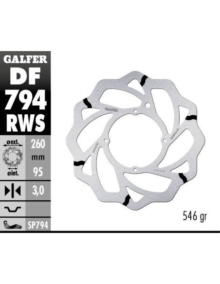 Disque de frein avant GALFER wave fixe GROOVE oversize 260mm - KTM 85 & 150 SX