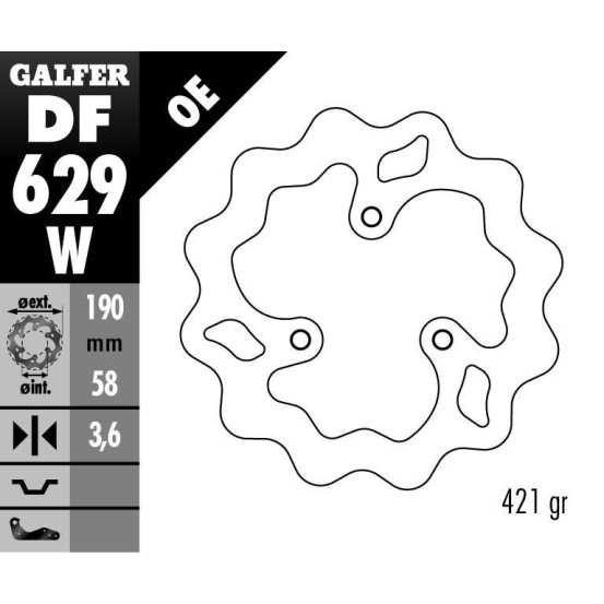Disque de frein GALFER fixe wave 190x4mm - YAMAHA-APRILIA