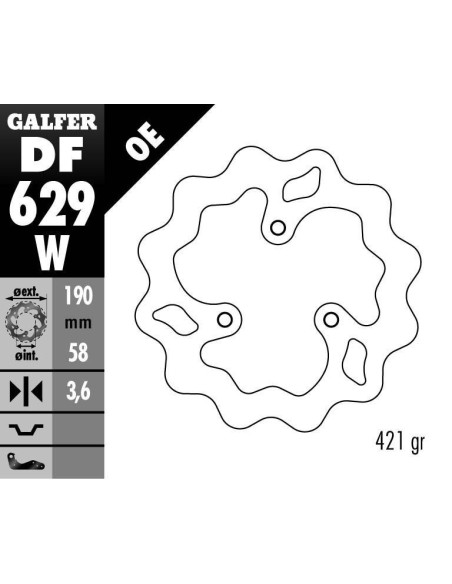 Disque de frein GALFER fixe wave 190x4mm - YAMAHA-APRILIA