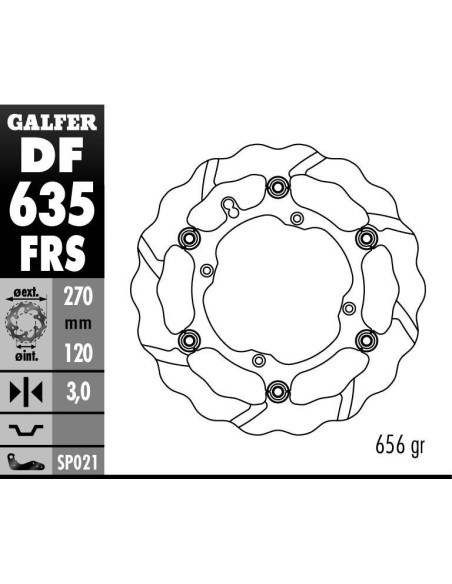 Disque de frein GALFER wave flottant oversize TSUNAMI 270 - HUSQVARNA TE