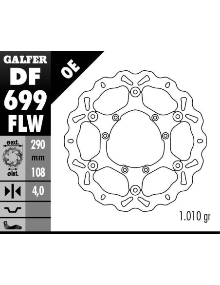 Disque de frein GALFER wave flottant 290x4mm - HONDA CRE 50 SM (06)