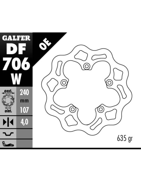 Disque de frein GALFER fixe wave 240x4mm - DUCATI 749