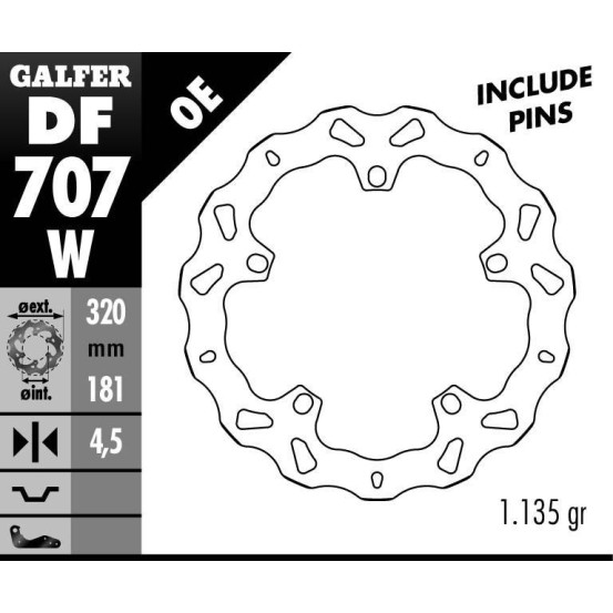 Disque de frein GALFER fixe wave 320x5mm - BMW K 1200 S