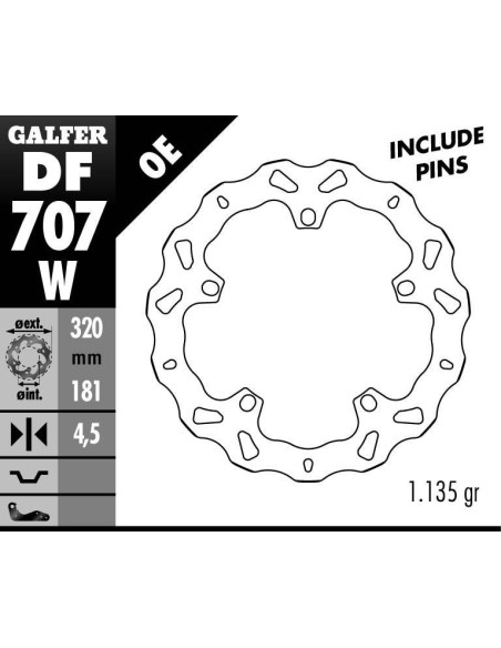 Disque de frein GALFER fixe wave 320x5mm - BMW K 1200 S