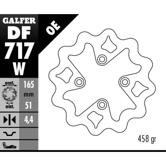 Disque de frein GALFER fixe wave 165x4,4mm - CANONDALE QUAD