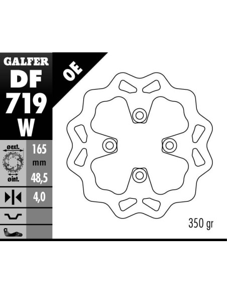 Disque de frein GALFER fixe wave 164,5x4mm - QUAD