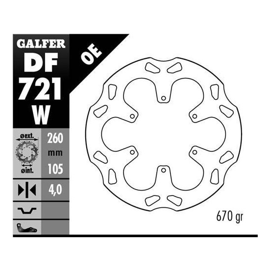 Disque de frein GALFER fixe wave 260x105 4mm - PIAGGIO MP 3 NEW 500