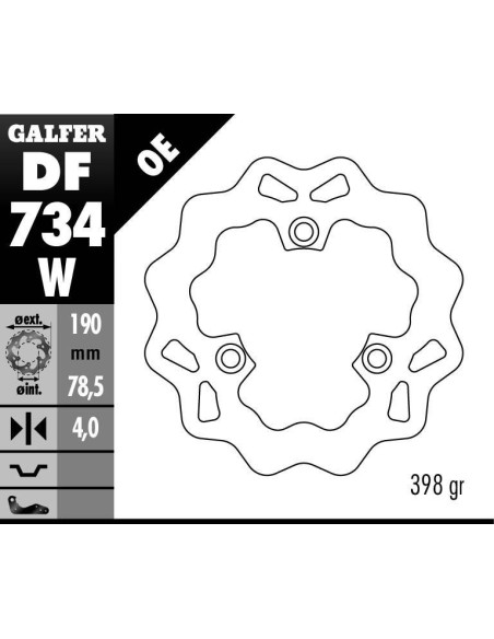 Disque de frein GALFER fixe wave 190x4mm - SUZUKI LT-R 450 (06)