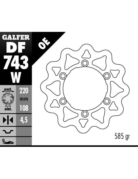 Disque de frein GALFER fixe wave 220x4,5mm - GAS GAS HP WILD 300 (03)