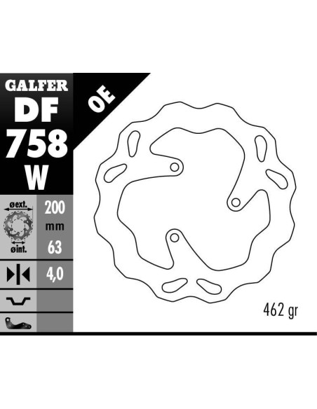 Disque de frein GALFER fixe wave 200x4mm - RIEJU