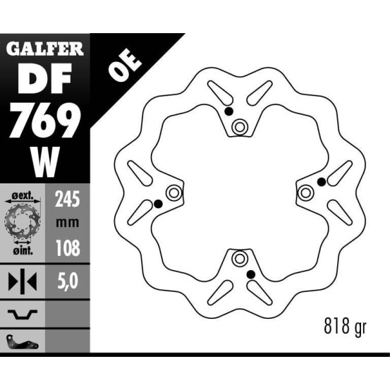 Disque de frein GALFER fixe wave 245x5mm - DUCATI MULTISTRADA 1000 (07)