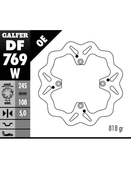 Disque de frein GALFER fixe wave 245x5mm - DUCATI MULTISTRADA 1000 (07)