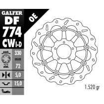 Disque de frein GALFER wave flottant route côté droit 330x5M - DUCATI 1098-S 07 2