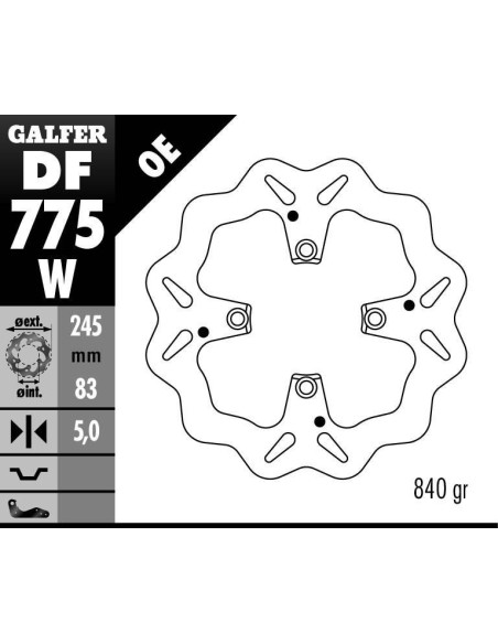Disque de frein GALFER fixe wave 245x5mm - DUCATI 1098-S 07