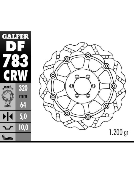 Disque de frein GALFER wave TSUNAMI route 320x5mm