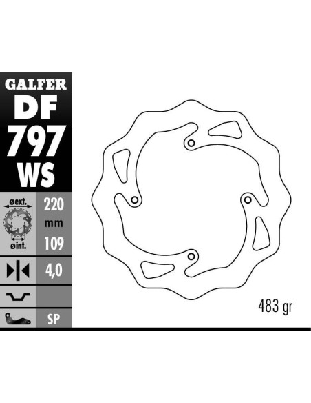 Disque de frein GALFER fixe oversize wave 220x4mm - KTM SX 85