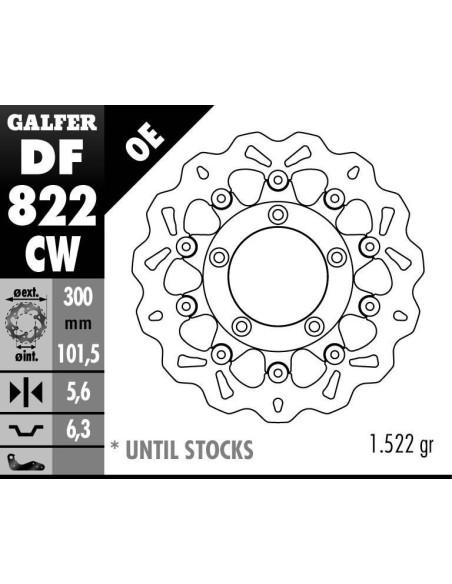 Disque de frein GALFER wave flottant route 300x6,3mm - HARLEY DAVIDSON 1185 V-ROD
