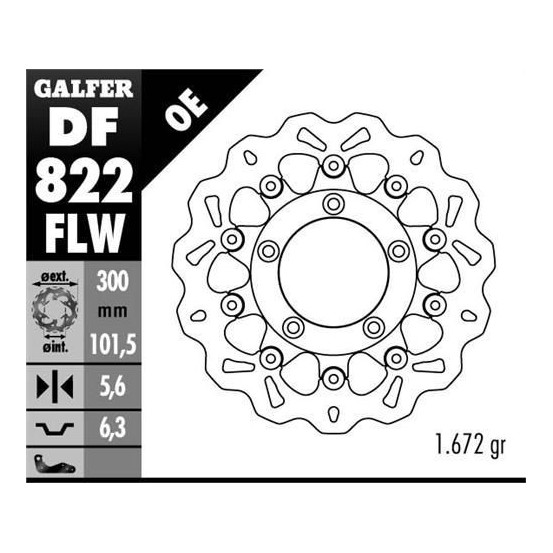 Disque de frein GALFER wave flottant frette en acier 300x5mm - HARLEY DAVIDSON 1185 V-ROD