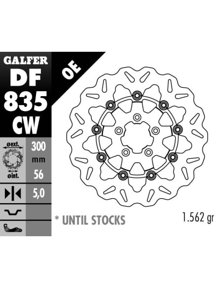 Disque de frein GALFER wave flottant route 300x5mm - HARLEY DAVIDSON TOURING SERIES