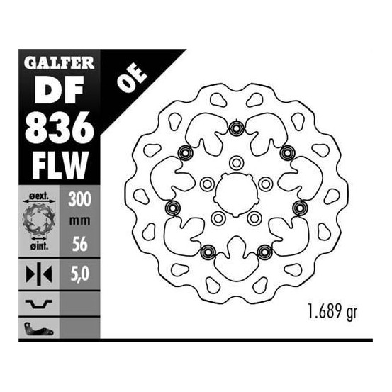Disque de frein GALFER wave flottant frette en acier 300x5mm - HARLEY DAVIDSON TOURING SERIES
