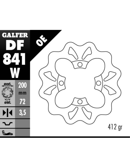 Disque de frein GALFER fixe wave 200x3,5mm - YAMAHA YXR 660 RHINO