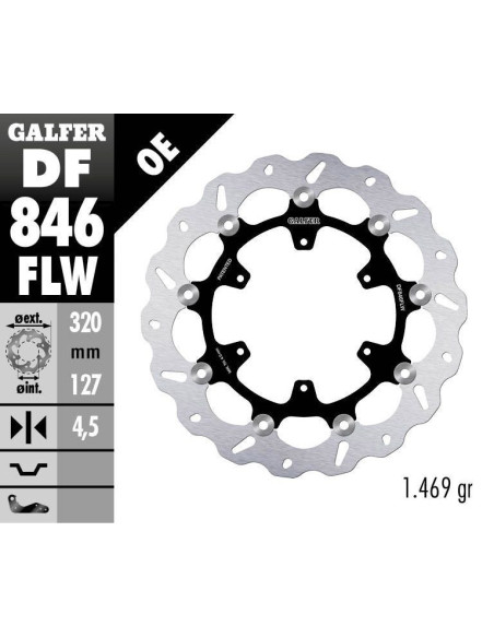 Disque de frein GALFER wave flottant - 320 mm - KTM 690 SMC R ABS