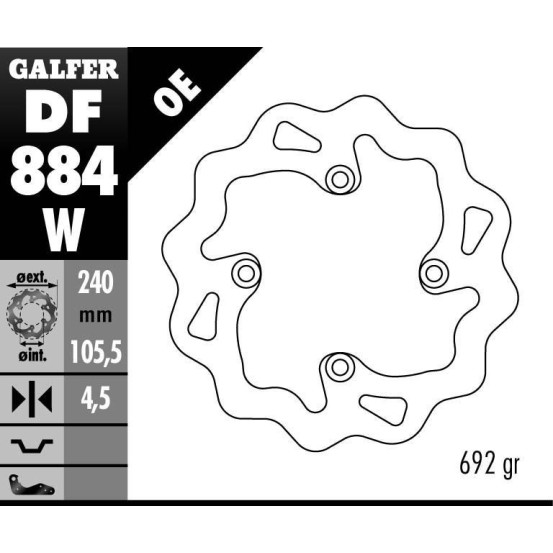 Disque de frein GALFER fixe wave 239x4,5mm - DF BUELL