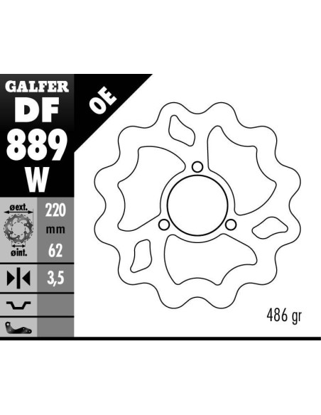 Disque de frein GALFER fixe wave 220x3,5mm - HM MOTO CRE 50 (02)