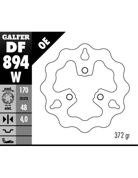 Disque de frein GALFER fixe wave 170x4mm - KAWASAKI KFX - SUZUKI LT-Z