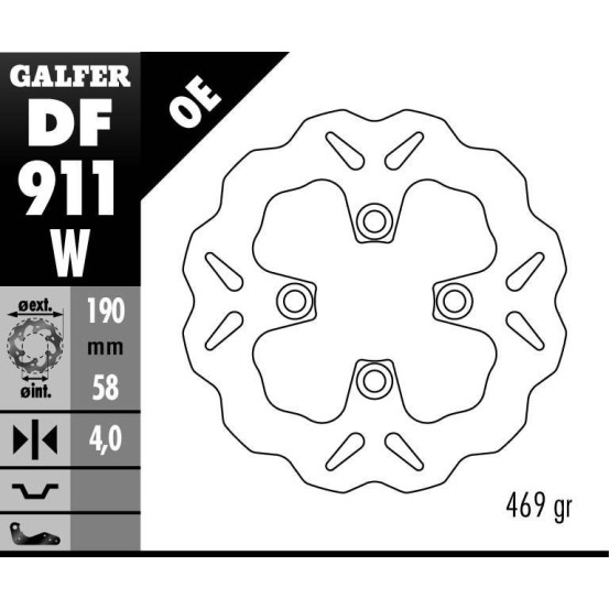 Disque de frein GALFER fixe wave 190x4mm - HONDA MSX 125
