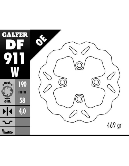 Disque de frein GALFER fixe wave 190x4mm - HONDA MSX 125