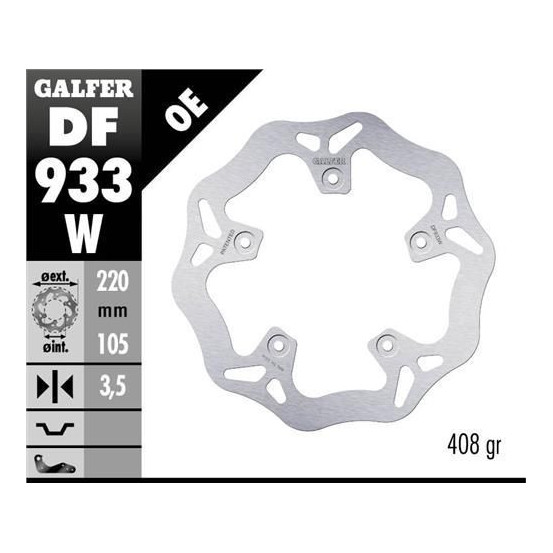 Disque de frein avant GALFER - disque fixe wave 220x3.5mm - HONDA MSX 125 2018-