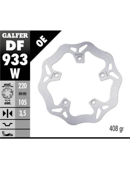 Disque de frein avant GALFER - disque fixe wave 220x3.5mm - HONDA MSX 125 2018-