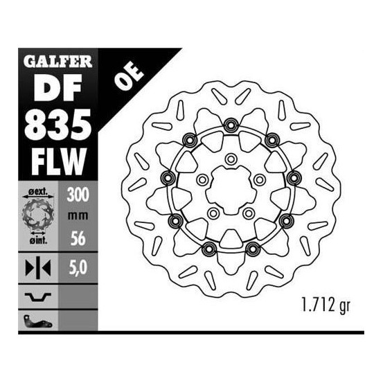 Disque de frein GALFER wave flottant route 300x5mm - HARLEY DAVIDSON TOURING SERIES