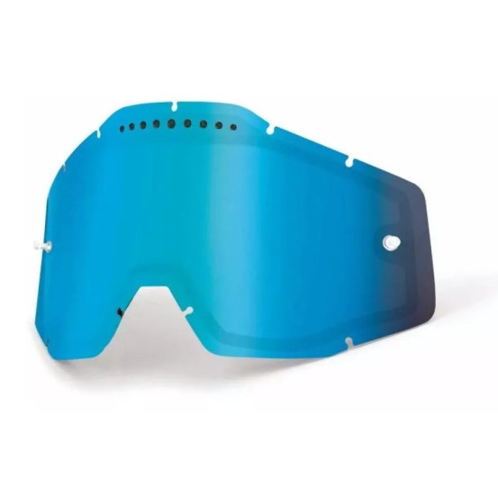 Ecran double pour masque cross 100% Racecraft 1/Accuri 1/Strata 1 - Double Ventilé Iridium Bleu