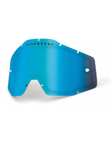 Ecran double pour masque cross 100% Racecraft 1/Accuri 1/Strata 1 - Double Ventilé Iridium Bleu