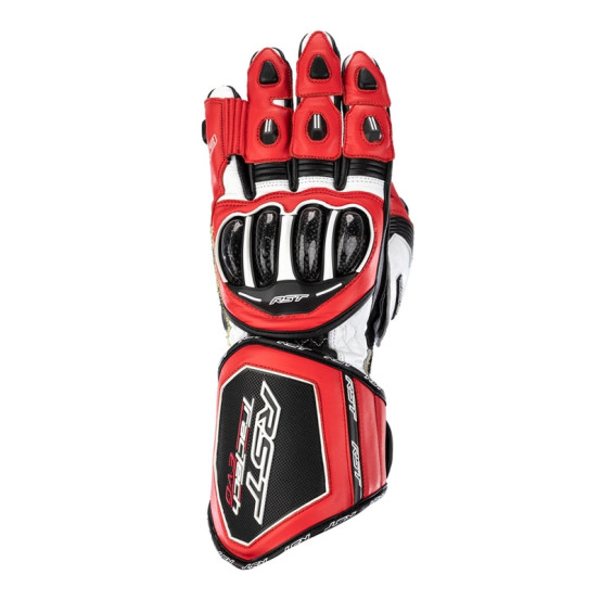 Gants moto cuir RST Tractech Evo 4 - Rouge Blanc Noir