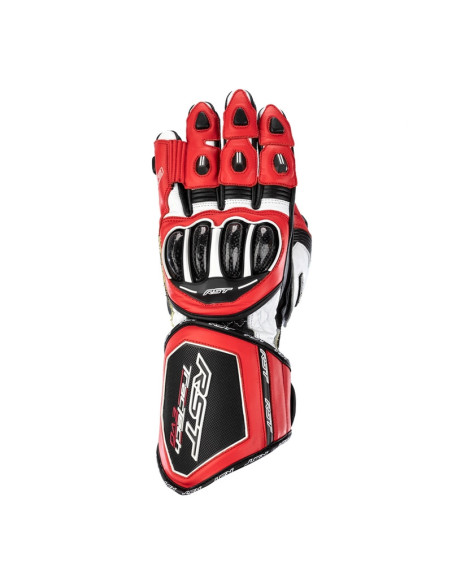 Gants moto cuir RST Tractech Evo 4 - Rouge Blanc Noir