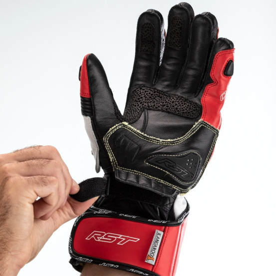 Gants moto cuir RST Tractech Evo 4 - Rouge Blanc Noir